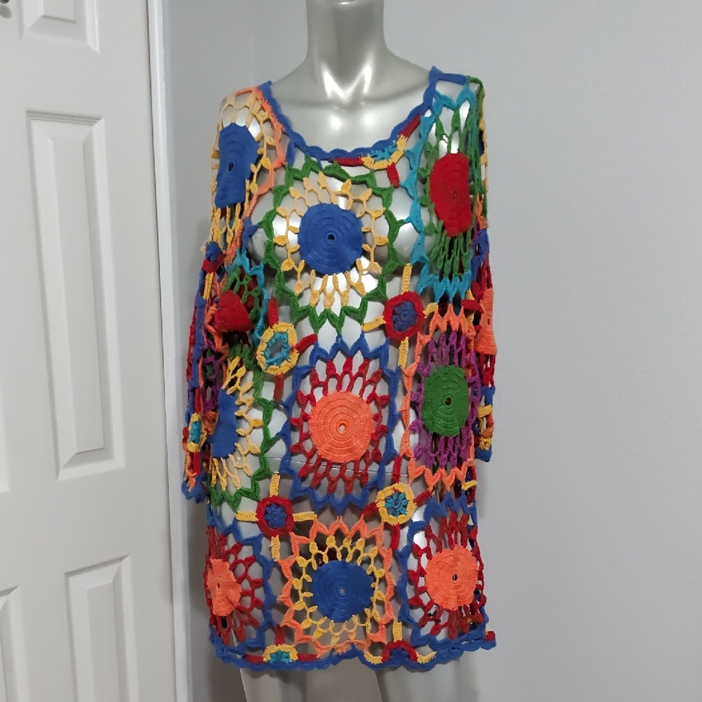 Carole Little Street Wear Hand Crochet Mini or long Tunic dress